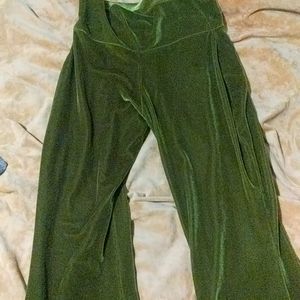 Green Velvet Flare Pants
